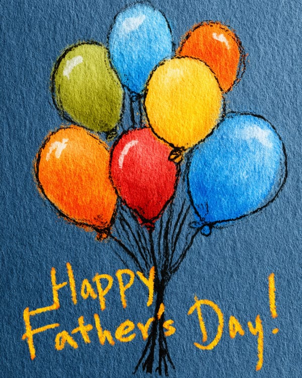 Father's Day Card with Balloons.
