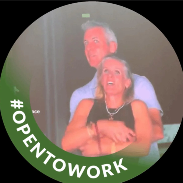 LinkedIn Open to Work image of Andy Byron and Kristin Cabot  Coldplay duo. 